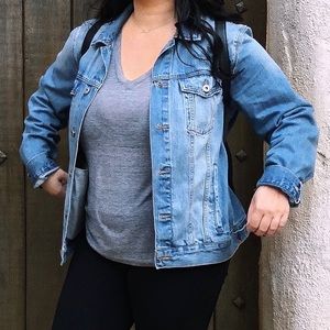 Forever 21 Oversized Distressed Denim Jacket
